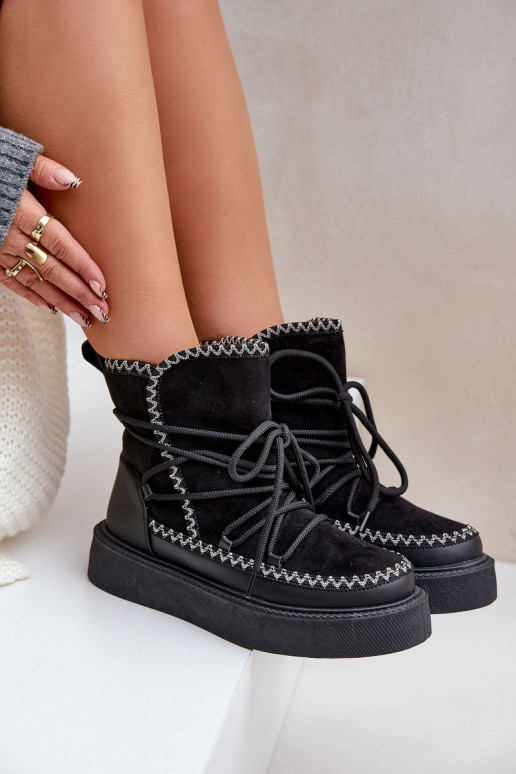 Snowboots met platform in zwart
