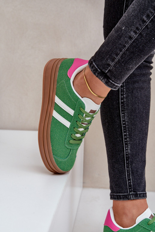 Sneakers model schoenen Dames met platform groene kleur Egelia