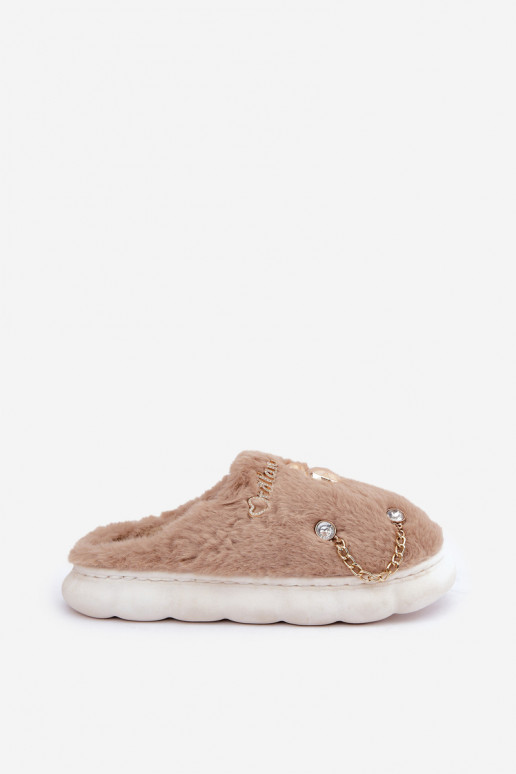 met bont Slippers Z Przypinkami beige Ivelfedi met bont Slippers Z Przypinkami beige Ivelfedi