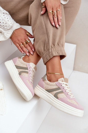Schoenen met sneakers-model voor dames met vlechtdetails en platform in verschillende kleuren Lesida