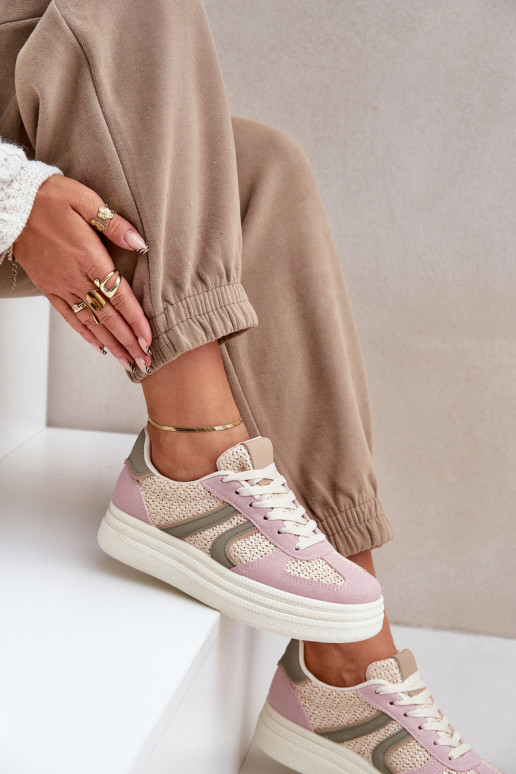 Schoenen met sneakers-model voor dames met vlechtdetails en platform in verschillende kleuren Lesida