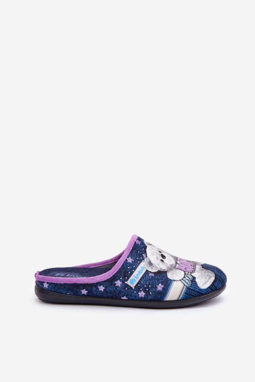 schoenen eigengemaakt Dames Slippers Met Beer Inblu GF000025 donkerblauIn schoenen eigengemaakt Dames Slippers Met Beer Inblu GF000025 donkerblauIn