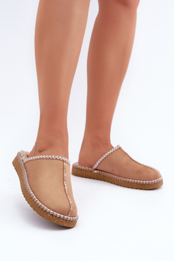 schoenen eigengemaakt Slippers Z Haftem Dames Inblu EY000028 bruine kleur