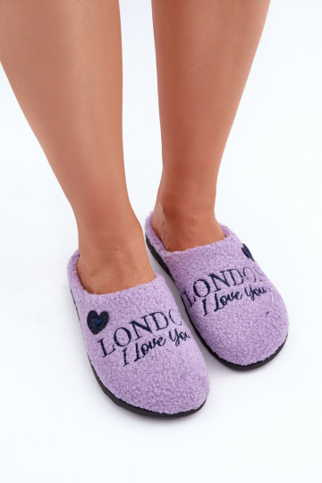 schoenen eigengemaakt Slippers Dames met de inscriptie en bont Typu Baranek Inblu ET000027 Paars 2