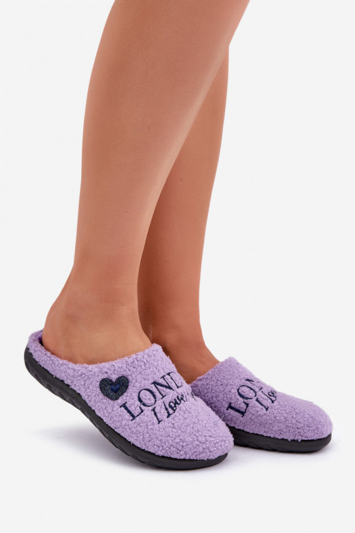 huisslippers Dames met opdruk en bont Typu Baranek Inblu ET000027 paarse kleur