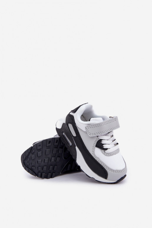 Kinderen leren sportschoenen op platform wit-zwart kleur Lori
