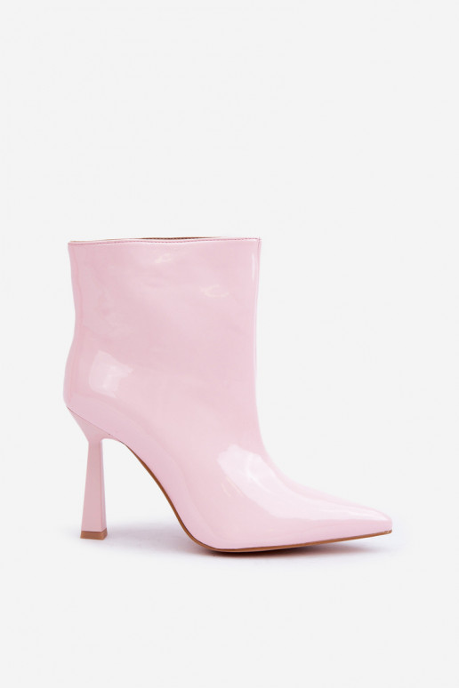 met lak-effect ankle boots met spitse neus instapmodel lichtroze kleur Seliri