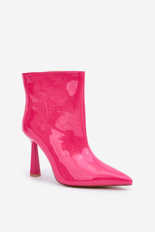 met lak-effect ankle boots met spitse neus instapmodel roze kleur Seliri