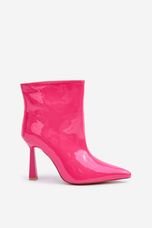 met lak-effect ankle boots met spitse neus instapmodel roze kleur Seliri
