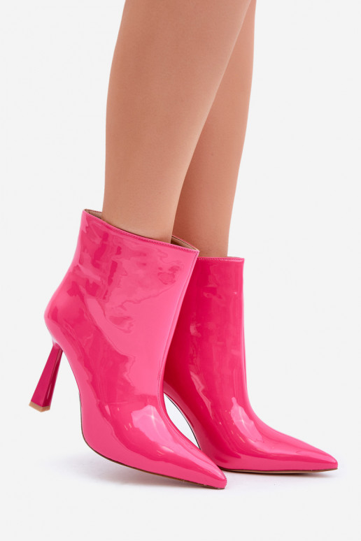 met lak-effect ankle boots met spitse neus instapmodel roze kleur Seliri