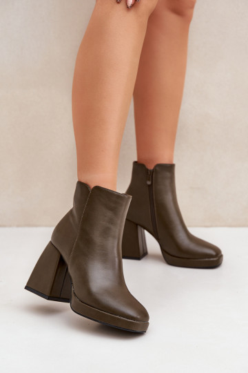 ankle boots met hakken van eco-leer khaki kleur Selarae 2