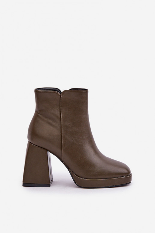 ankle boots met hakken van eco-leer khaki kleur Selarae