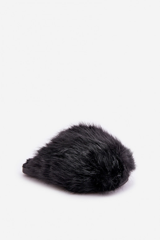 Dames slippers met bont in zwart INladisa