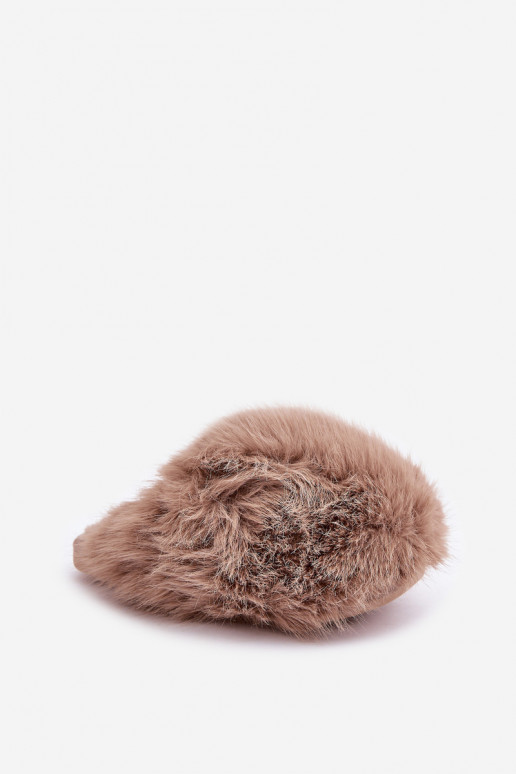 Dames slippers met bont in zandkleur INladisa