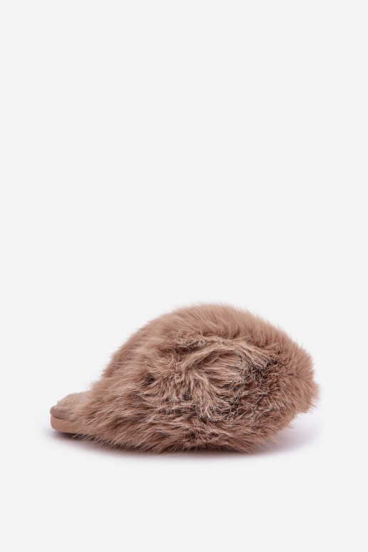 Dames slippers met bont in zandkleur INladisa