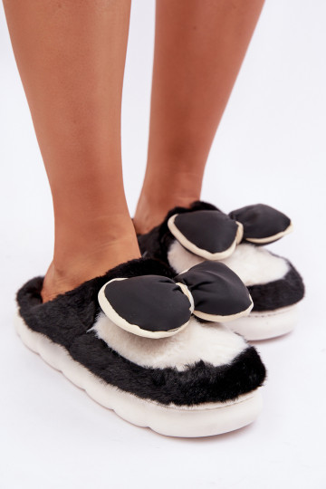 Dames slippers met strikken in zwart Grilis