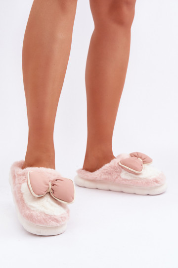 met bont Slippers met linten roze Grilis