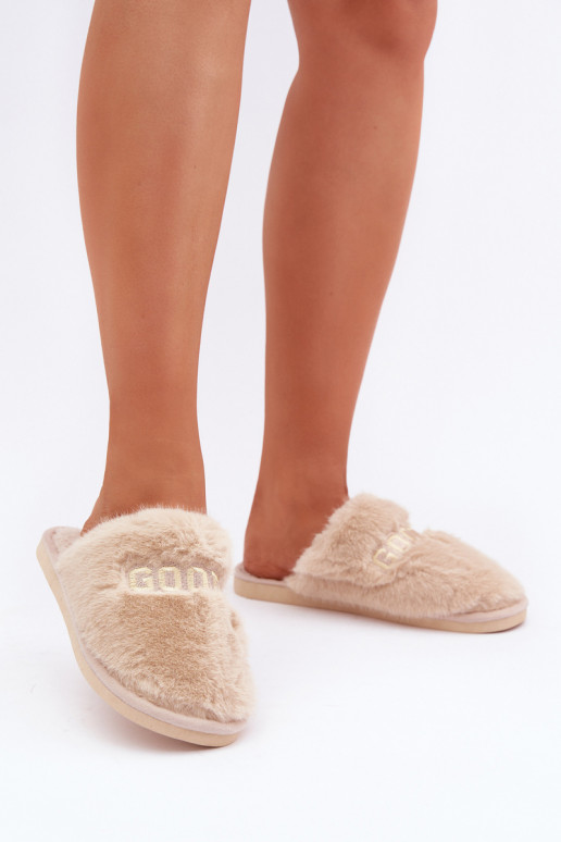Dames slippers met bont in zandkleur Kalelia