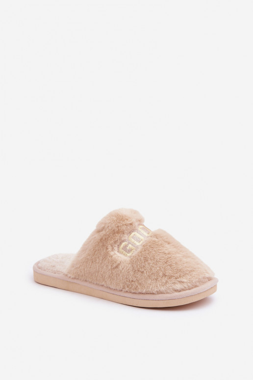Dames slippers met bont in zandkleur Kalelia