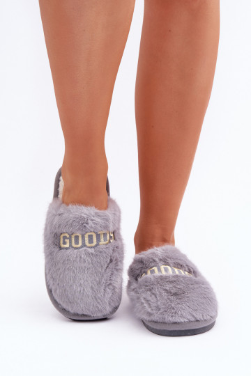 Dames slippers met bont in grijs Kalelia
