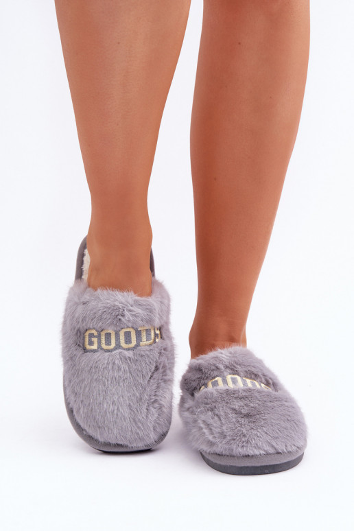 Dames slippers met bont in grijs Kalelia
