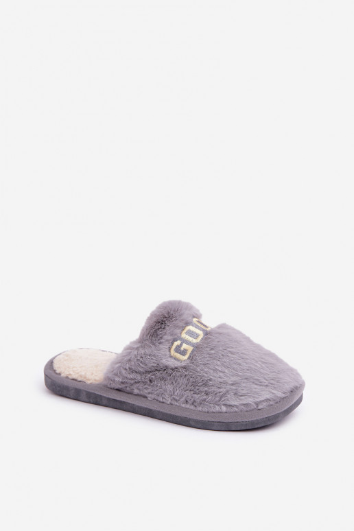 Dames slippers met bont in grijs Kalelia