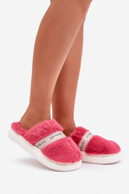 met bont Slippers met versierde hakken roze Savalithea