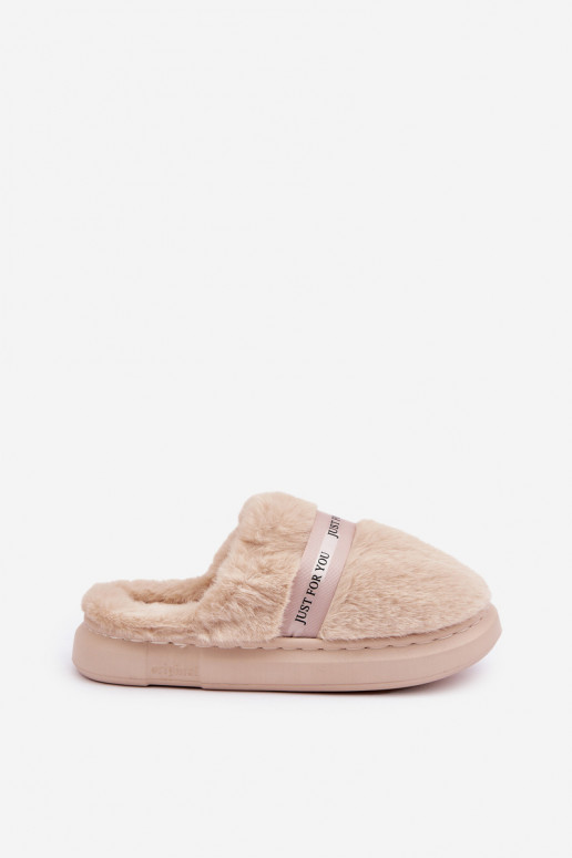 Dames slippers met versierde hakken in zandkleur Savalithea