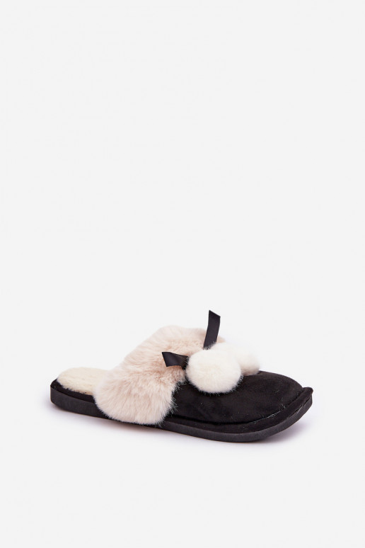Dames slippers met bont in zwarte kleur Įjungtartani