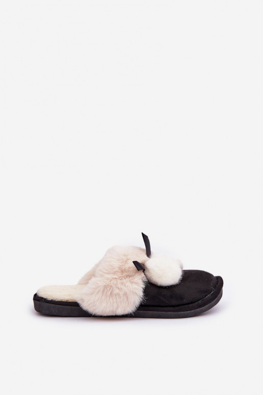 Dames slippers met bont in zwarte kleur Įjungtartani