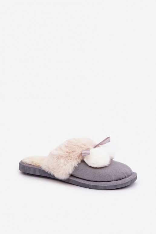 Dames slippers met bont in grijze kleur Įjungtartani