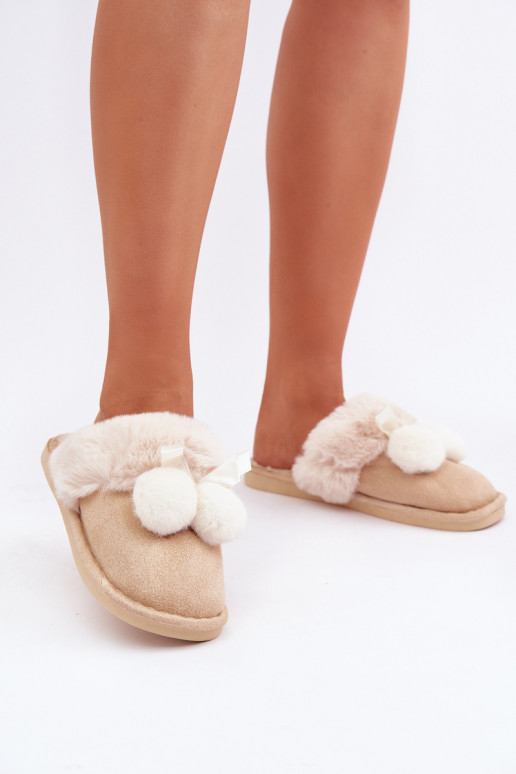 Dames slippers met bont in zandkleur Įjungtartani
