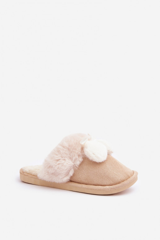 Slippers Dames met bont beige Oprtani