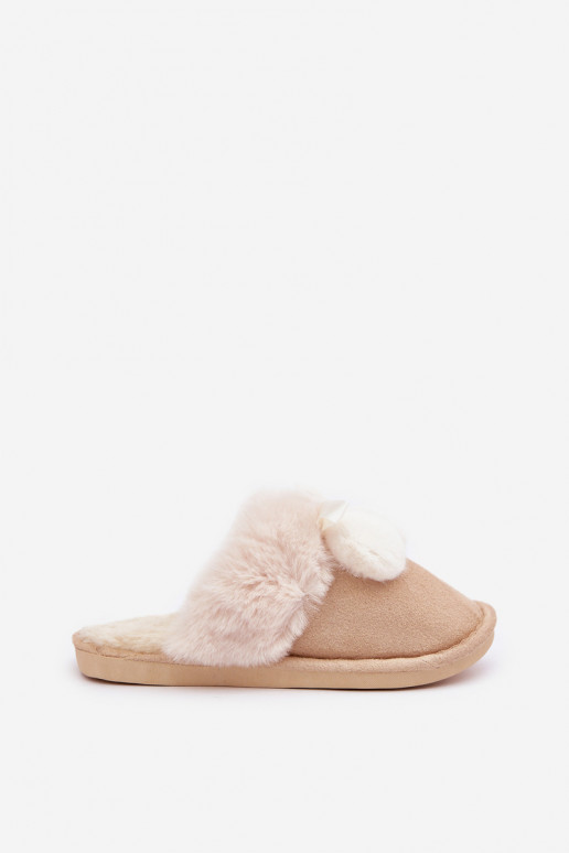 Dames slippers met bont in zandkleur Įjungtartani