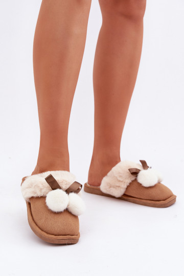 Dames slippers met bont in bruine kleur Įjungtartani 2
