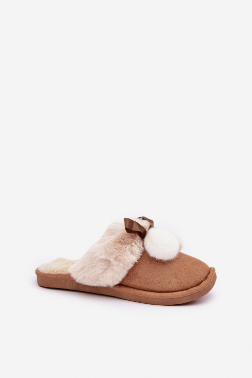 Dames slippers met bont in bruine kleur Įjungtartani