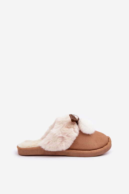 Slippers Dames met bont bruine kleur Oprtani Slippers Dames met bont bruine kleur Oprtani