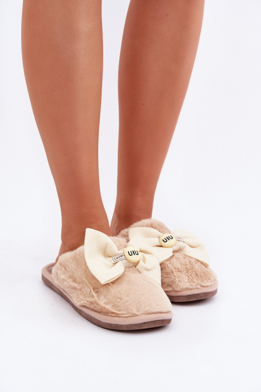 Dames slippers met bont I Lankas in zandkleur Olfedi
