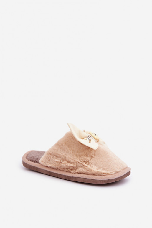 Dames slippers met bont I Lankas in zandkleur Olfedi