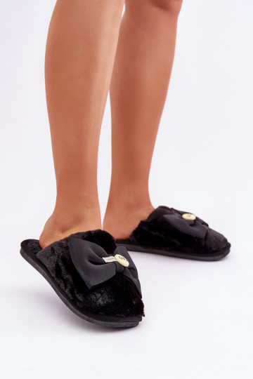 Dames slippers met bont I Lankas in zwarte kleur Olfedi