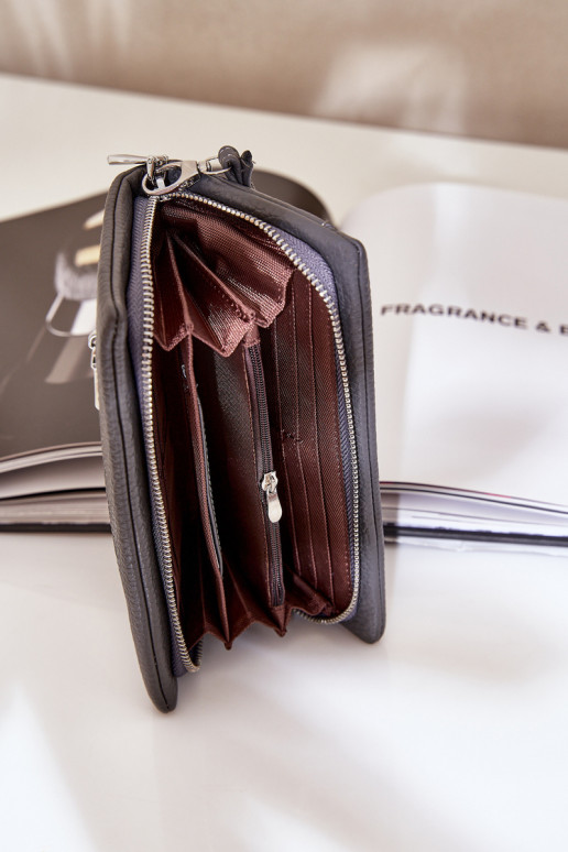 Grote damesportemonnee Met reliëf van ecoleer grijs Het heeftrtiel Grote damesportemonnee Met reliëf van ecoleer grijs Het heeftrtiel