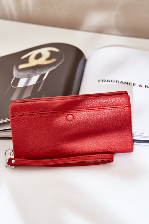 Grote damesportemonnee Met reliëf van ecoleer rood Het heeftrtiel Grote damesportemonnee Met reliëf van ecoleer rood Het heeftrtiel