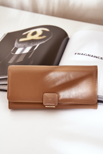 Eko Leer Gładki Dames portemonnee Donkerbeige Erolia