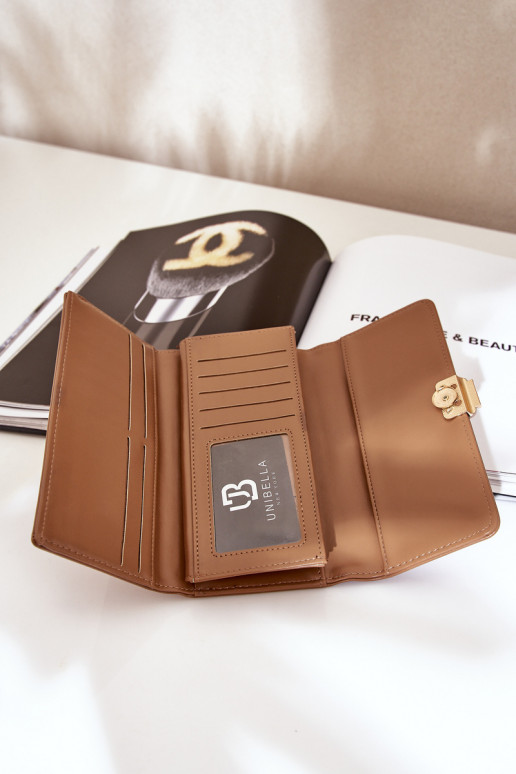 Eko Leer Gładki Dames portemonnee Donkerbeige Erolia