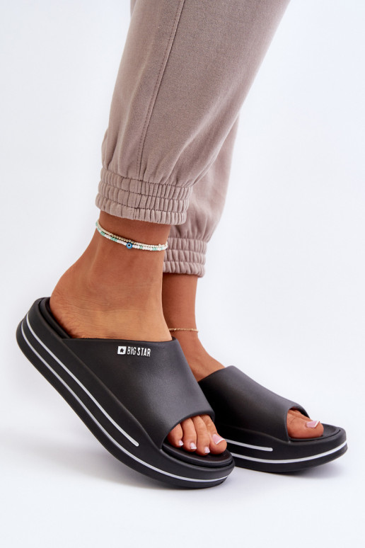 Dames slippers met plateau Big Star NN274A037 in zwart
