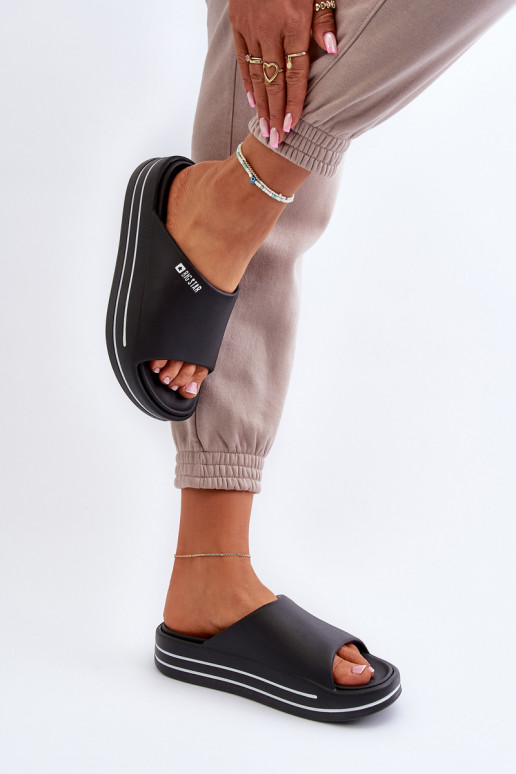 Dames slippers met plateau Big Star NN274A037 in zwart