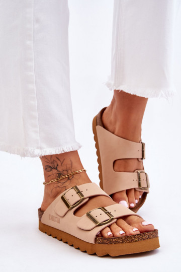 Het klassieke model Dames Slippers Big Star LL274478 beige 2