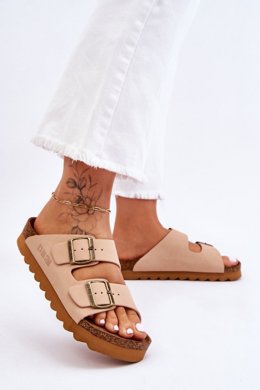 Klassiek dames pantoffels Big Star LL274478 zandkleur