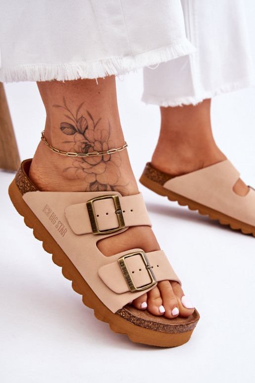 Het klassieke model Dames Slippers Big Star LL274478 beige Het klassieke model Dames Slippers Big Star LL274478 beige