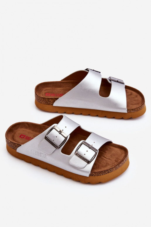 Het klassieke model Dames Slippers Big Star LL274476 zilvere kleur Het klassieke model Dames Slippers Big Star LL274476 zilvere kleur